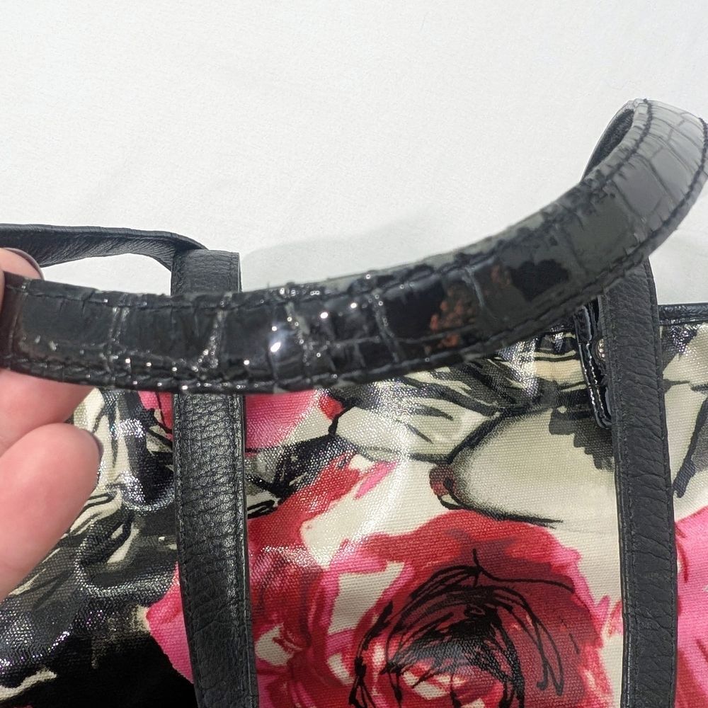 Brighton Floral Rose Tote Bag - Black and Pink - Picture 8 of 10